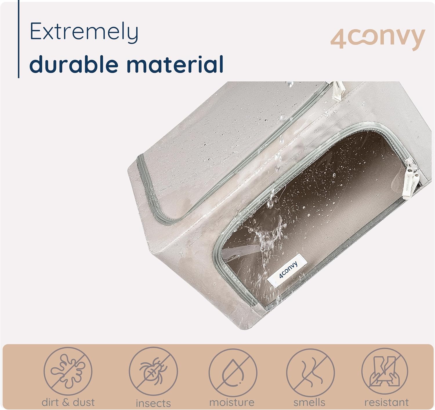 4CONVY Kledingboxen met Metalen Frame – Stevige Opbergboxen voor Kleding, Dekbedden en Dekens – Stapelbare Opbergdozen voor Kastorganisatie met Doorzichtig Venster en Handgrepen – Opvouwbaar – 3x24L