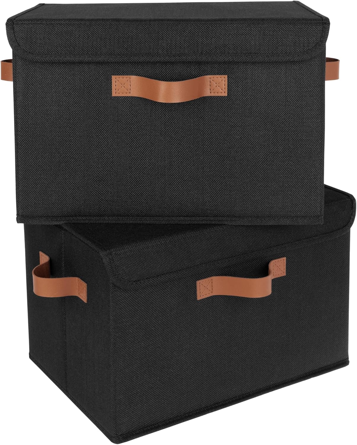 GRANNY SAYS Opbergboxen met Deksel, Pak van 2 Stoffen Opbergdozen met Deksels, Opbergbakken met Deksel, Kledingkast Organizer Opbergen en Organiseren, Opvouwbare Opbergdoos voor Kleding - Wit&Grijs