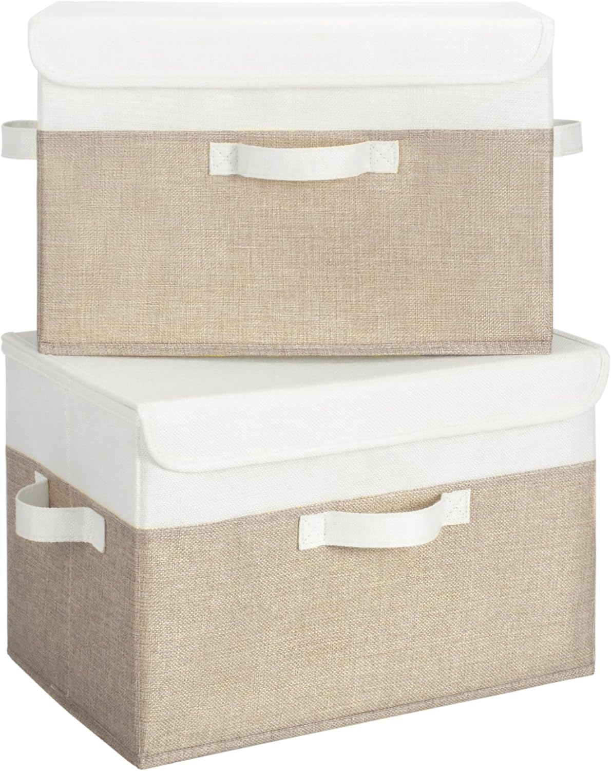GRANNY SAYS Opbergboxen met Deksel, Pak van 2 Stoffen Opbergdozen met Deksels, Opbergbakken met Deksel, Kledingkast Organizer Opbergen en Organiseren, Opvouwbare Opbergdoos voor Kleding - Wit&Grijs