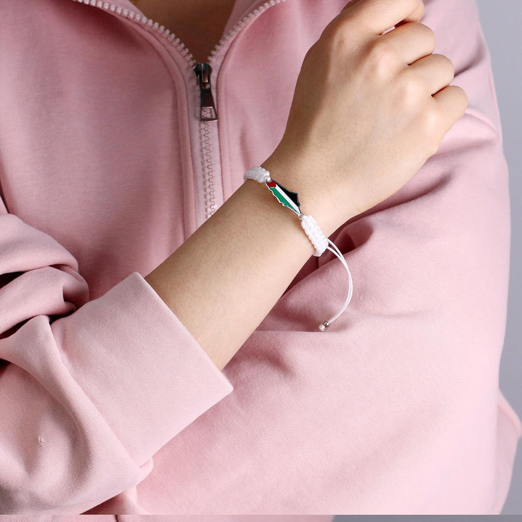 Palestina-kaartarmband, handgemaakte, verstelbare sieraden van touw, Midden-Oosters geloofsgeschenk voor mannen en vrouwen, unisex culturele armband YA5882