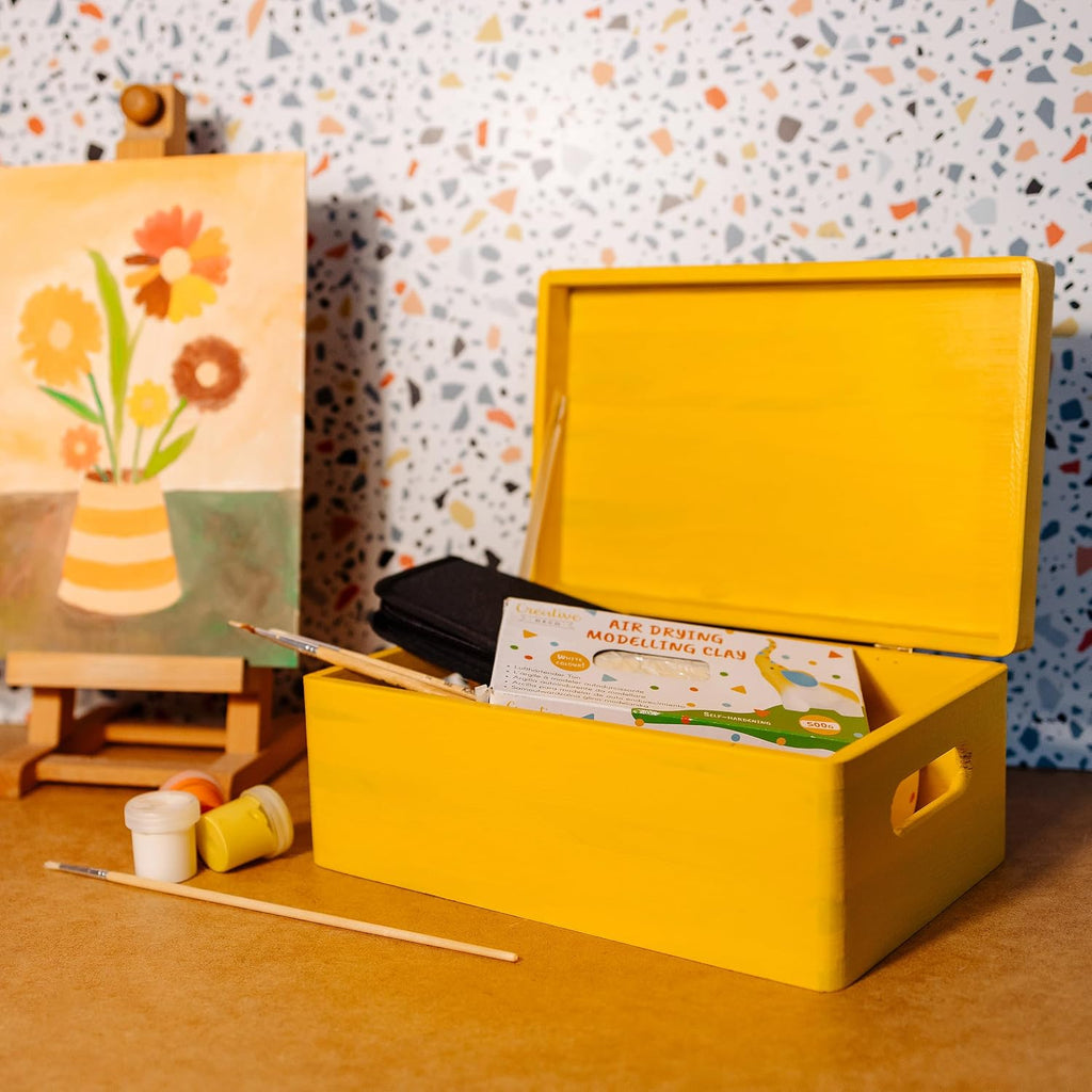 Creative Deco Grote Houten Doos Opberg-Kist | 30 x 20 x 14 cm (+/-1cm) | Met Deksel en Handvat | Perfect voor Documenten, Voorwerpen, Speelgoed, Gereedschap, Kerstmis | RUW EN ONVERZEGELD