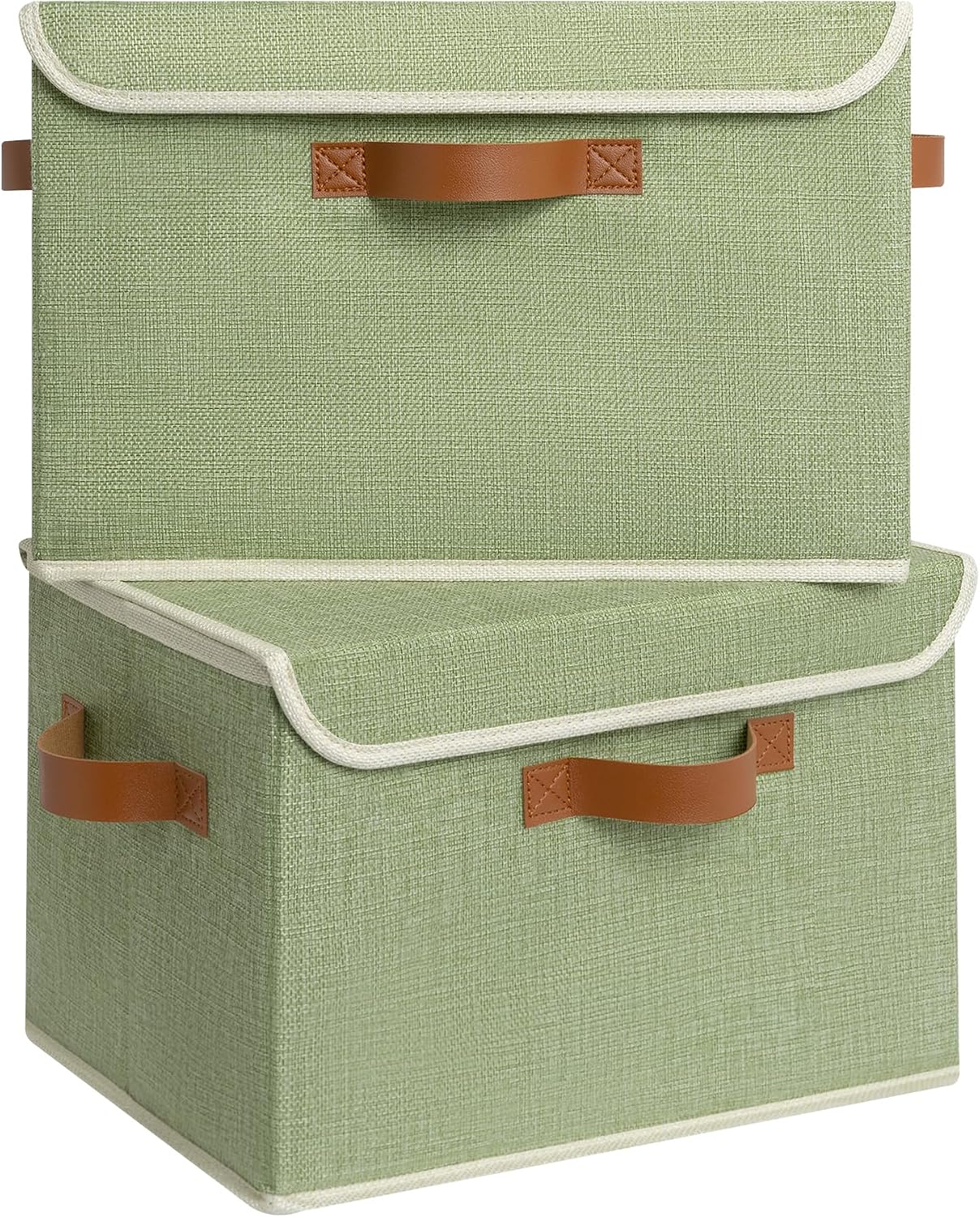 GRANNY SAYS Opbergboxen met Deksel, Pak van 2 Stoffen Opbergdozen met Deksels, Opbergbakken met Deksel, Kledingkast Organizer Opbergen en Organiseren, Opvouwbare Opbergdoos voor Kleding - Wit&Grijs