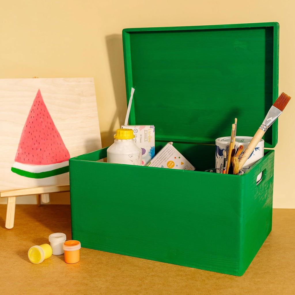 Creative Deco Grote Houten Doos Opberg-Kist | 30 x 20 x 14 cm (+/-1cm) | Met Deksel en Handvat | Perfect voor Documenten, Voorwerpen, Speelgoed, Gereedschap, Kerstmis | RUW EN ONVERZEGELD