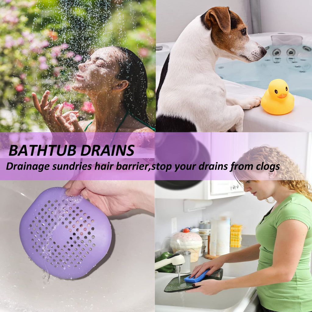 Bovinde Hair Drain Catcher,Square Cover for Shower 2 Pack (Sliver Grey) | Drainer Cover Silicone Hair Stopper with Suction Cups,Protector Accessories,Easy to Install Suit for Bathroom,Bathtub,Sink
