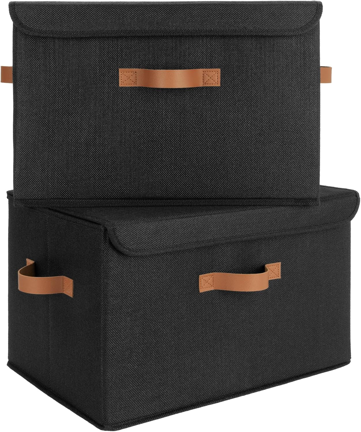 GRANNY SAYS Opbergboxen met Deksel, Pak van 2 Stoffen Opbergdozen met Deksels, Opbergbakken met Deksel, Kledingkast Organizer Opbergen en Organiseren, Opvouwbare Opbergdoos voor Kleding - Wit&Grijs
