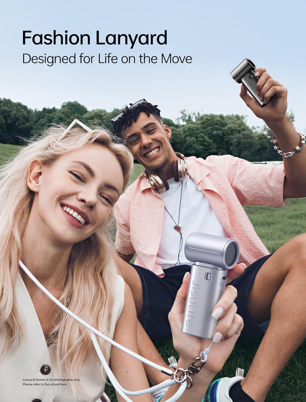 JISULIFE Life9S Handventilator, Turbo Power, tot 22 uur looptijd, 5000 mAh accu, 5-speed wind, mini-zakformaat, draagbare ventilator voor reizen, concerten, zwart