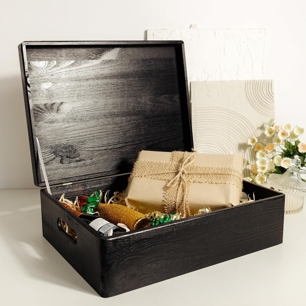 Creative Deco Grote Houten Doos Opberg-Kist | 30 x 20 x 14 cm (+/-1cm) | Met Deksel en Handvat | Perfect voor Documenten, Voorwerpen, Speelgoed, Gereedschap, Kerstmis | RUW EN ONVERZEGELD