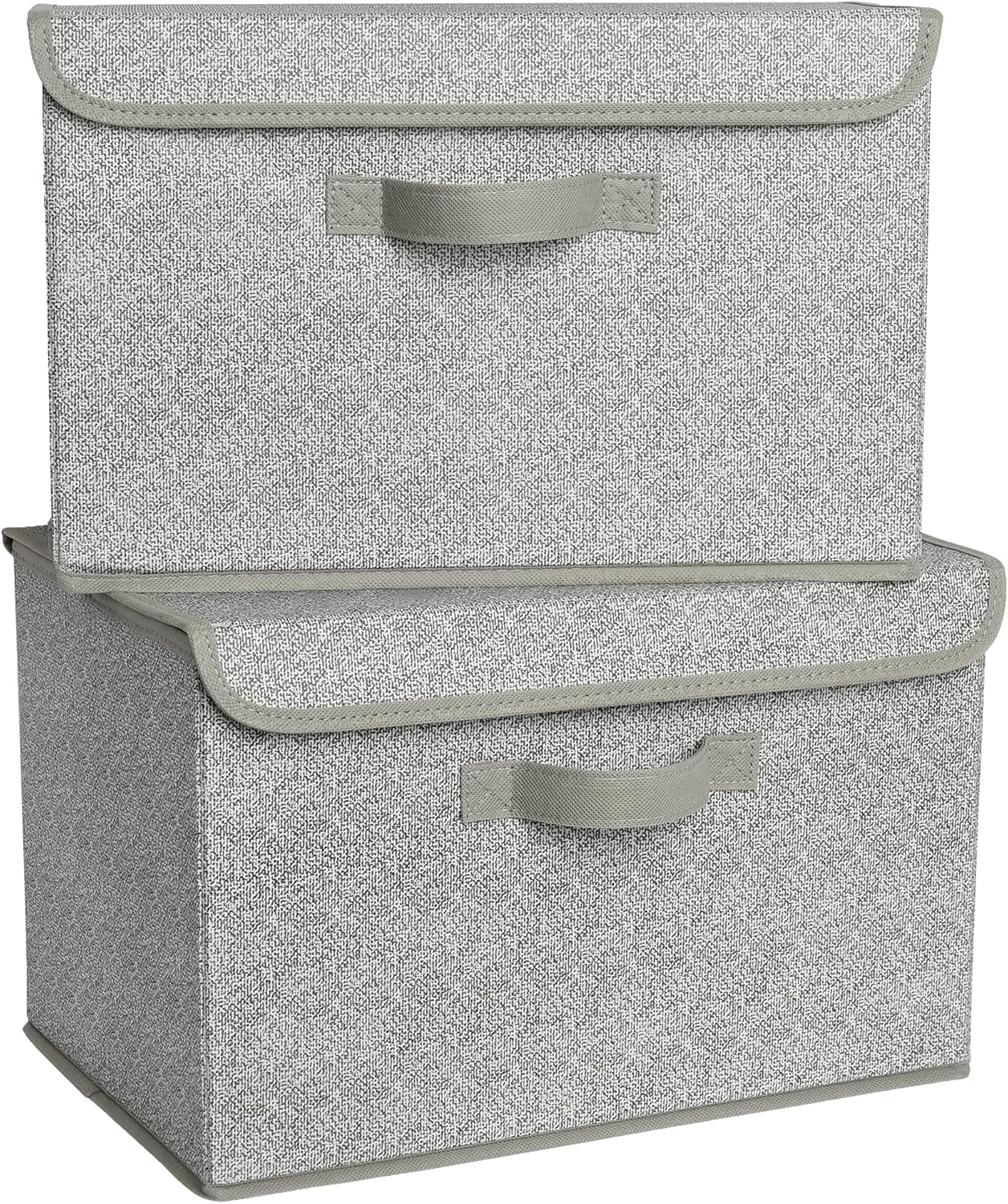 GRANNY SAYS Opbergboxen met Deksel, Pak van 2 Stoffen Opbergdozen met Deksels, Opbergbakken met Deksel, Kledingkast Organizer Opbergen en Organiseren, Opvouwbare Opbergdoos voor Kleding - Wit&Grijs