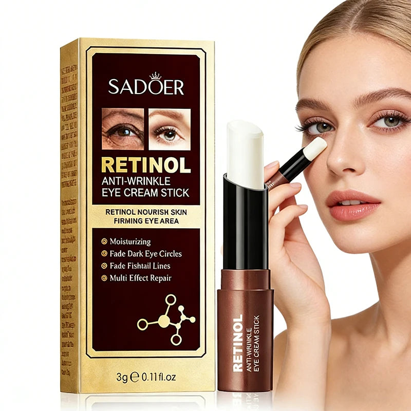 SADOER Retinol Eye Cream Stick Anti Dark Circles Under the Eyes Moisturizing Firming Eyes Cream Eye Skin Care Products