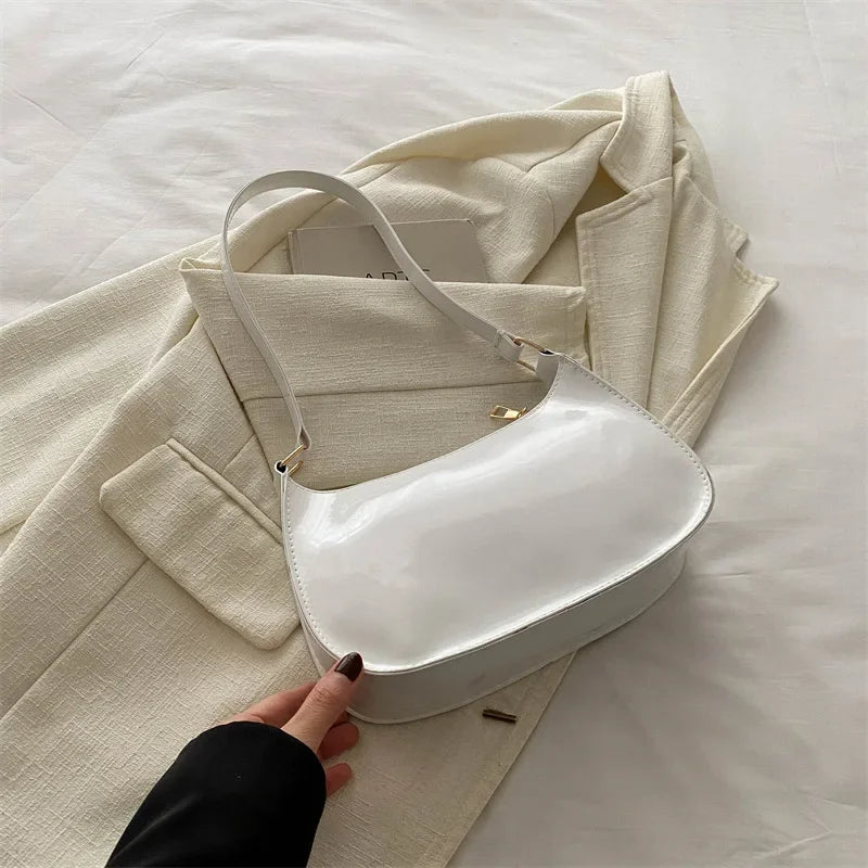 Retro Solid Color PU Leather Shoulder Underarm Bag Women's Fashion Handbags Casual Hobos Purses and Handbag Ladies Hand Bags