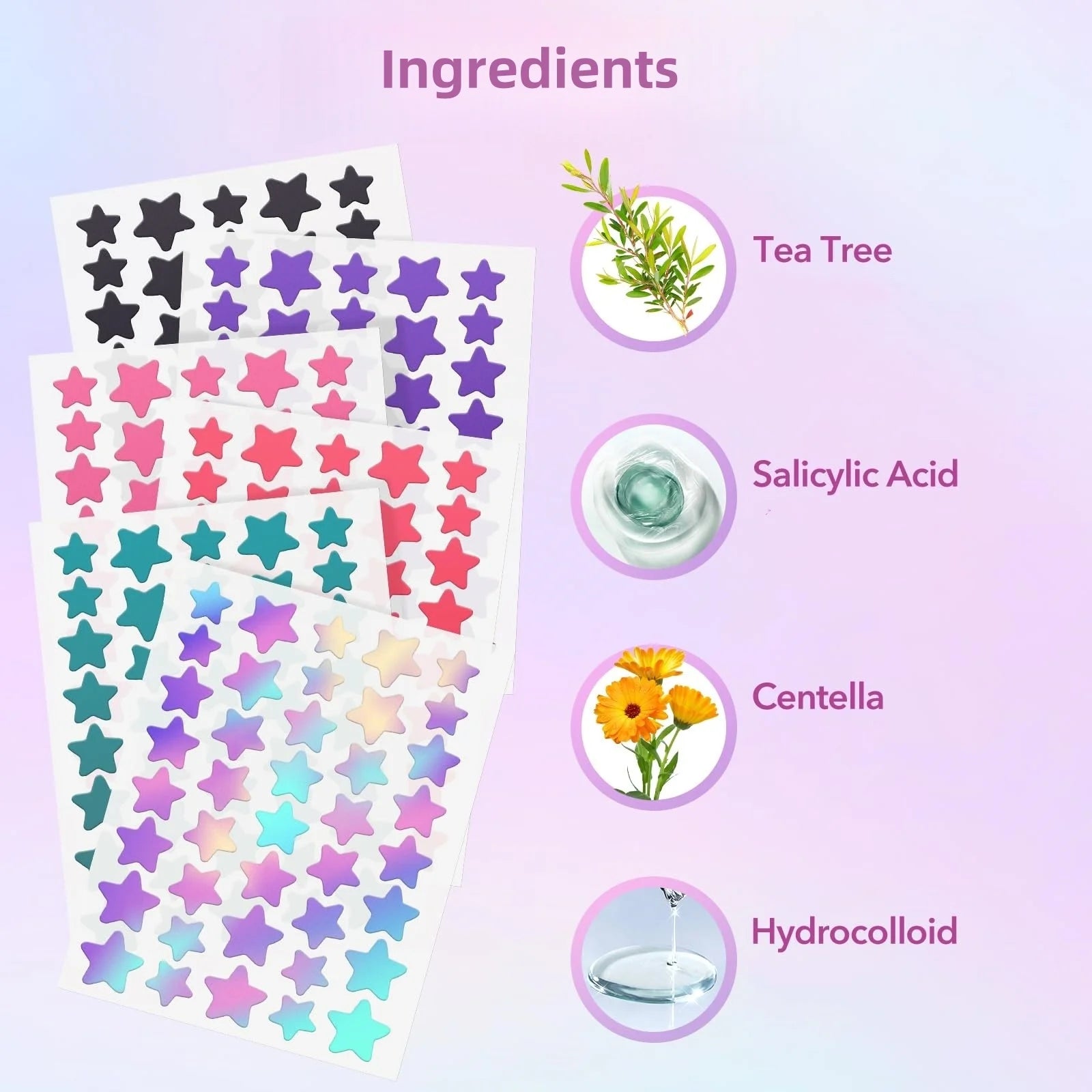 1680 Acne Patches - Gentle and non-irritating, covers acne and blemishes - 280 Star Shape Multi-Color Concealer Patches Daily fa