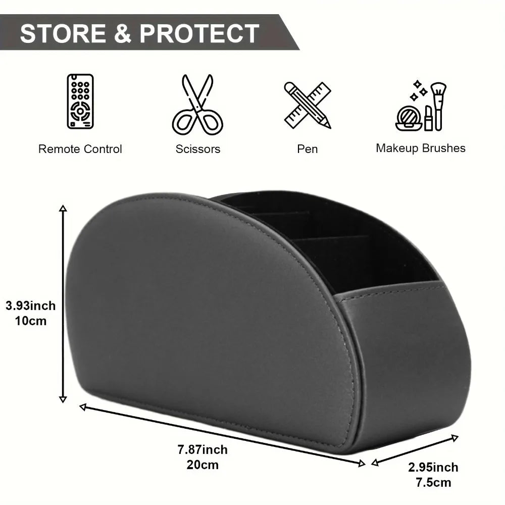 5 Compartments Remote Control Box Living Room Desktop Storage Box PU Leather Air Conditioner TV Remote Control Bracket Storage