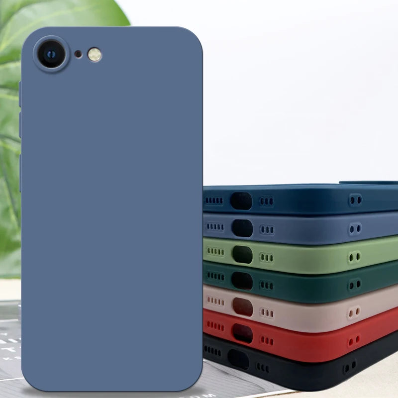 For iPhone 8 Case For iPhone SE 2022 2020 7 8 Plus Cover Case Luxury Shockproof Soft TPU Liquid Silicone Phone Back Cover Case