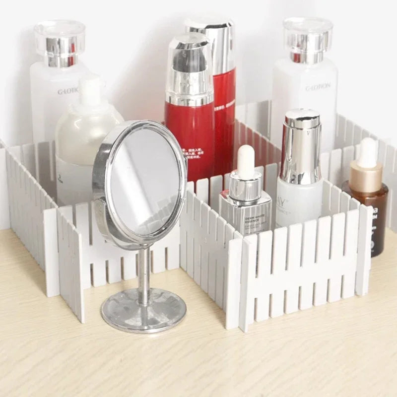4PCS Adjustable Drawer Divider Partition Durable Storage Organiser Makeup Sock Underwear Drawer Organizer Board of Cabinets