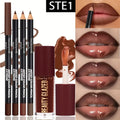 4pcs Lip Kit Set-3pcs Lip Liner+1pc Lip Glaze, Waterproof&Long-Lasting Matte Effect,Versatile for Casual & Formal Occasions,
