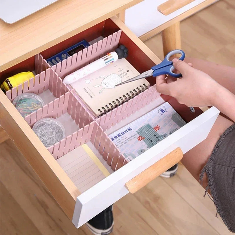 4PCS Adjustable Drawer Divider Partition Durable Storage Organiser Makeup Sock Underwear Drawer Organizer Board of Cabinets