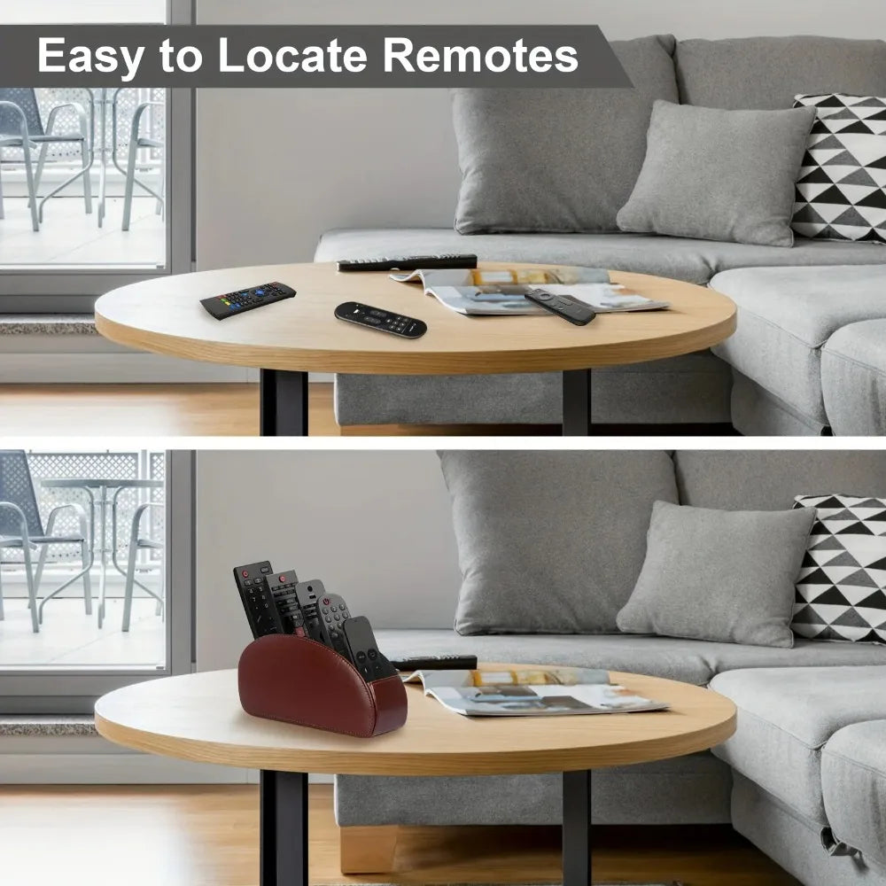 5 Compartments Remote Control Box Living Room Desktop Storage Box PU Leather Air Conditioner TV Remote Control Bracket Storage
