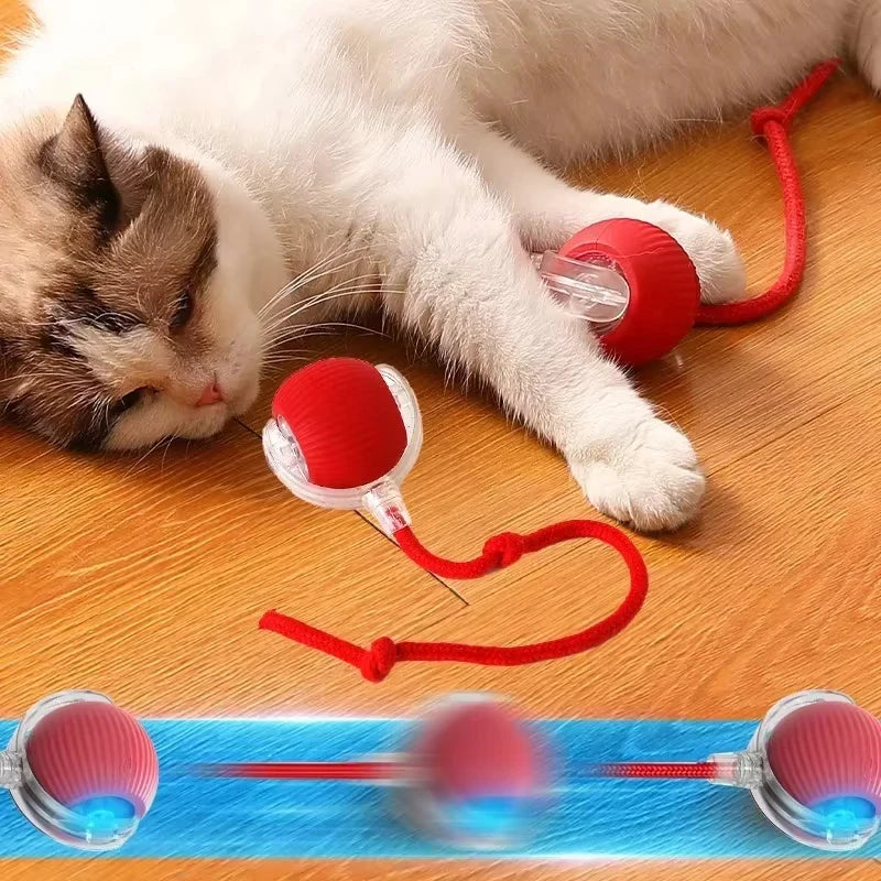 Interactive Cat Toy Ball Automatic Rolling Electric Self-Moving Kitten Teaser USB Rechargeable Simulated Mouse Pet Toy Indoor