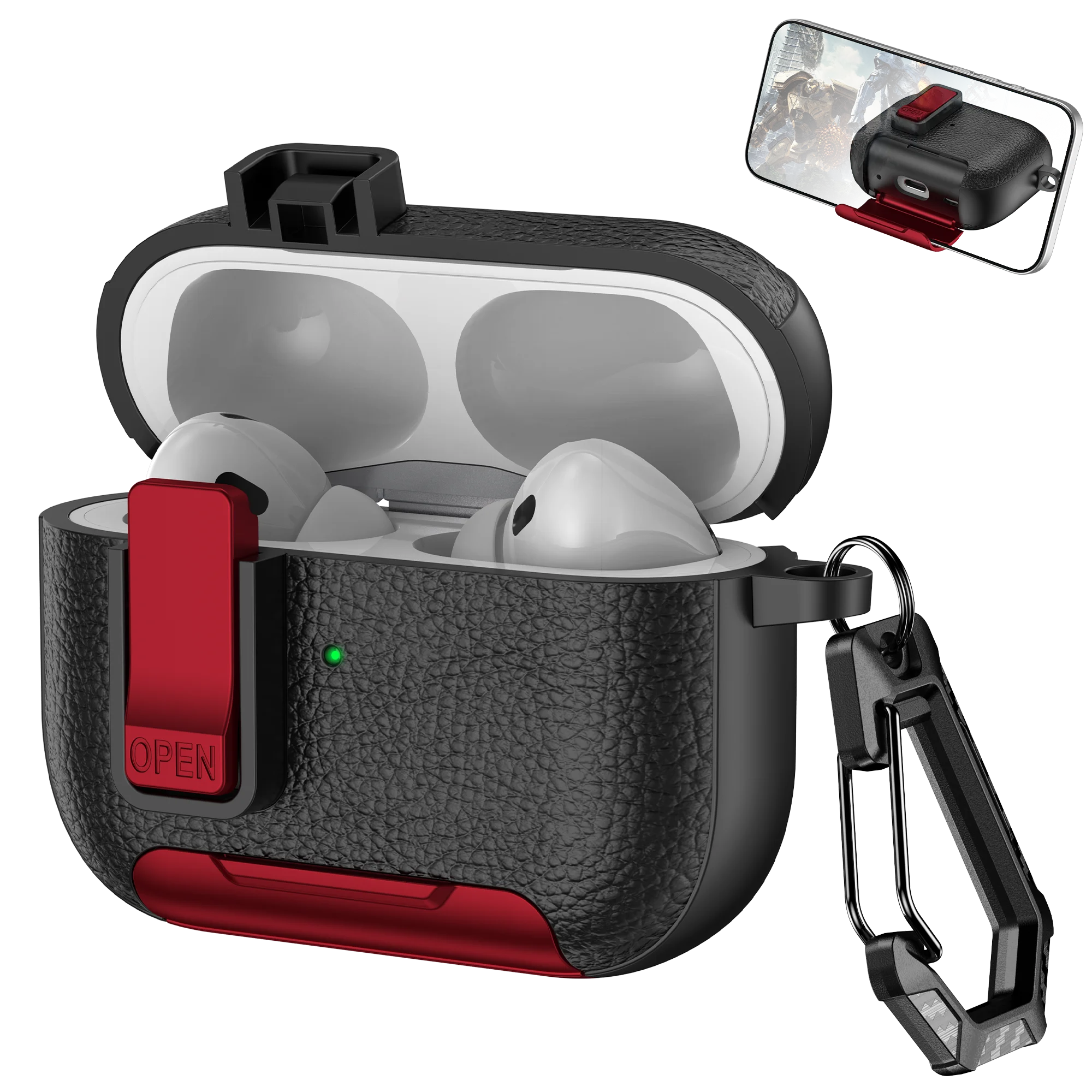 Phone Holder cortex Case For AirPods Pro 3  Bluetooth headset Cover For AirPods Pro 2 or AirPods 1 2 3 4 Pro Case With Hook