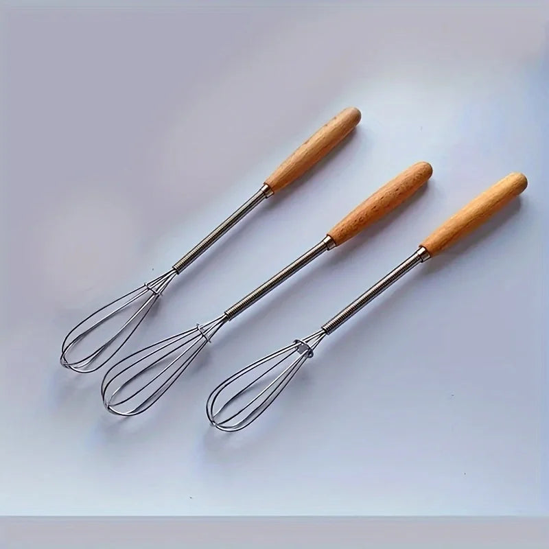 Stainless Steel Mini Egg Beater Wooden Handle Whisk Egg Mixer Baking Baking Set Home Cake Tools Kitchen Accessories