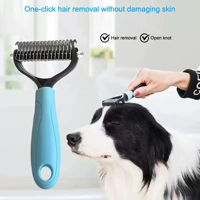 Professional Pet Deshedding Dematting Brush 2 Sided Dog Cat Hair Remover Easy Grip for Daily Pet Care GroomingHot