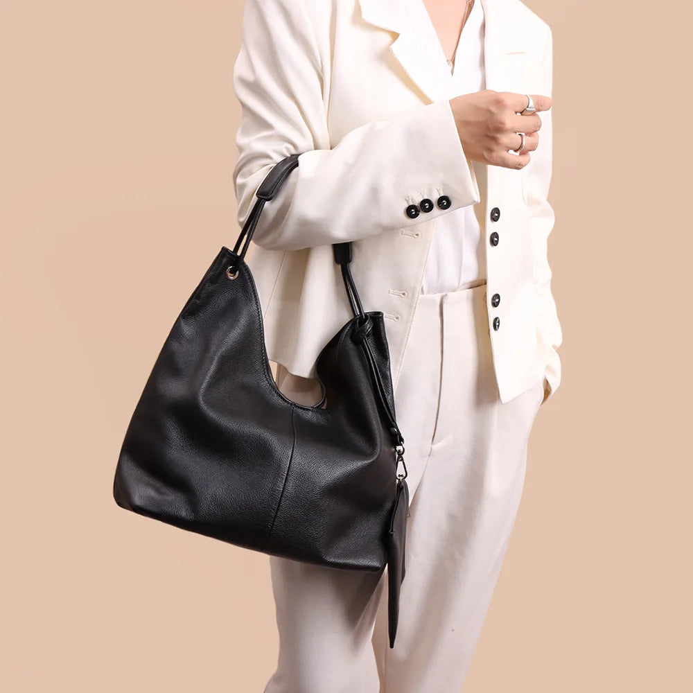 Ladies Handbag Female Bucket Bag Women Shoulder Bag Travel Bag Split Leather Bucket Bag Large Soft Leather Casual Tote