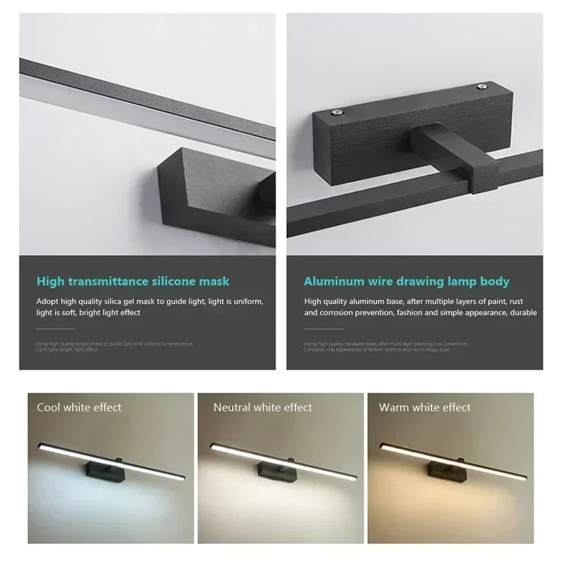 Modern LED Vanity Mirror Wall Light for Bathroom Makeup Mirror Headlamp Indoor Lighting Fixture Sconce Decor