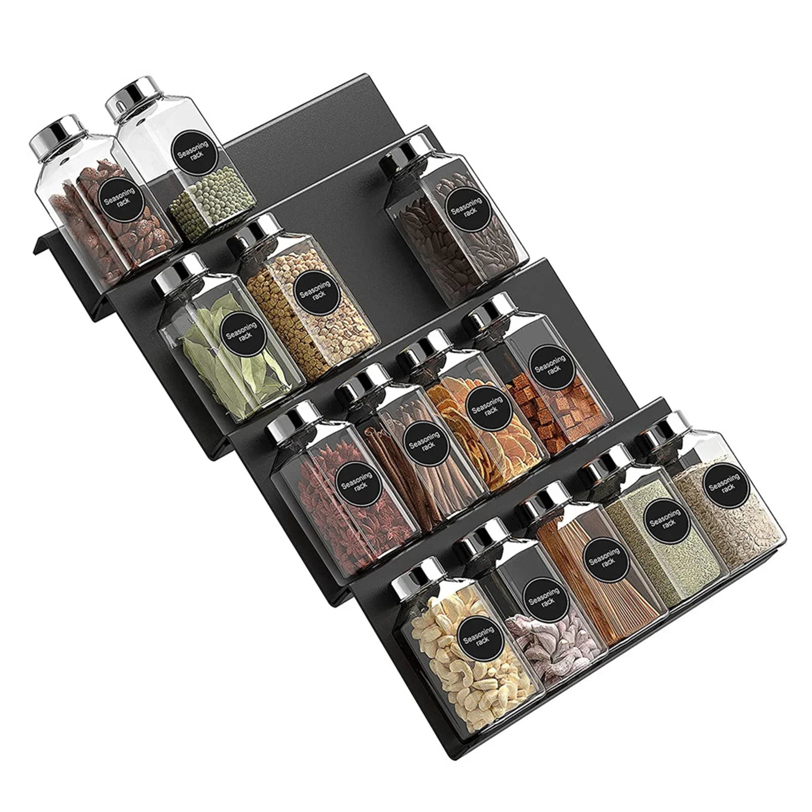 1/2/4PCS Spice Drawer Organizer Adjustable  Seasoning Organizer Acrylic Spice Jars Rack Tray Expandable Cabinet Kitchen Shelves