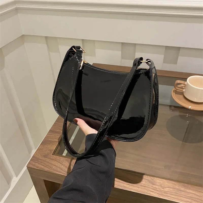 Retro Solid Color PU Leather Shoulder Underarm Bag Women's Fashion Handbags Casual Hobos Purses and Handbag Ladies Hand Bags