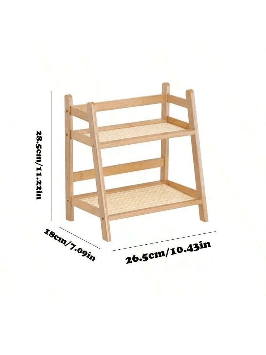 Countertop Organizer 2 Layer Coffee Cup Holder Multipurpose Bamboo Storage Shelf for Hotel Apartment Dressing Table Kitchen Home