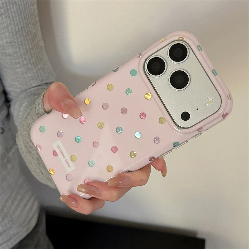 INS Korean Colorful Point Phone Case For Iphone 17 17Pro 17ProMax 16Pro 13 14 15 16 Pro Max 15Pro 14ProMax Phone Cover Fundas