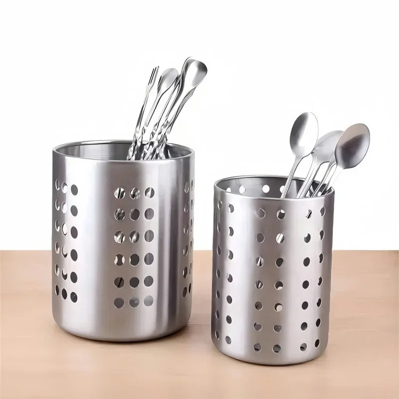1/2 Piece  Steel Stainlesscylindrical Chopstick Cutlery Storage Box Suitable for Home Kitchens, Restaurants, and Dormitories
