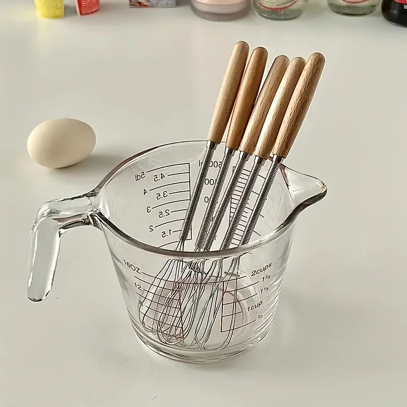 Stainless Steel Mini Egg Beater Wooden Handle Whisk Egg Mixer Baking Baking Set Home Cake Tools Kitchen Accessories