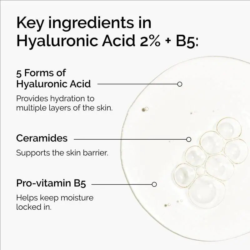 Hyaluronic Acid 2% + B5 Hydrating Serum with Ceramides Essence Liquid Fade Fine Lines Firm and Nourish Sensitive Skin 30ML