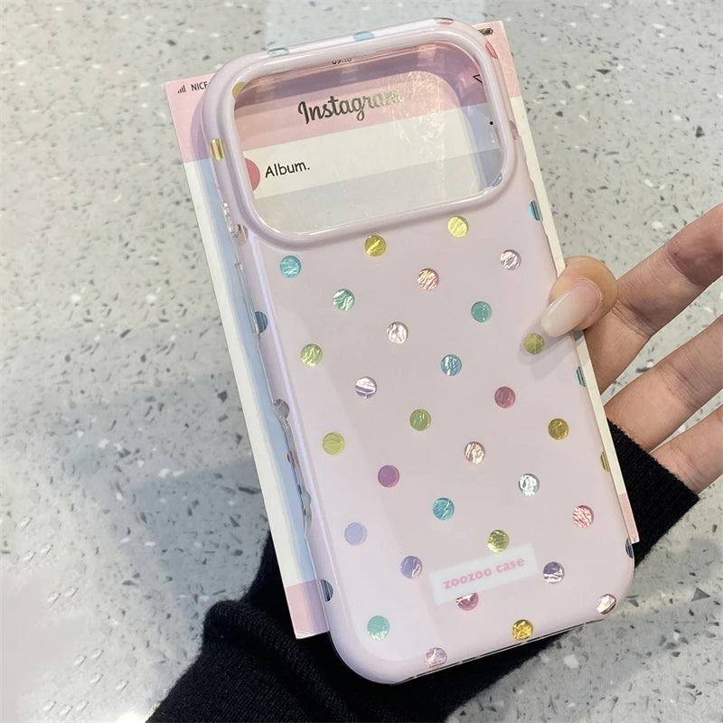 INS Korean Colorful Point Phone Case For Iphone 17 17Pro 17ProMax 16Pro 13 14 15 16 Pro Max 15Pro 14ProMax Phone Cover Fundas