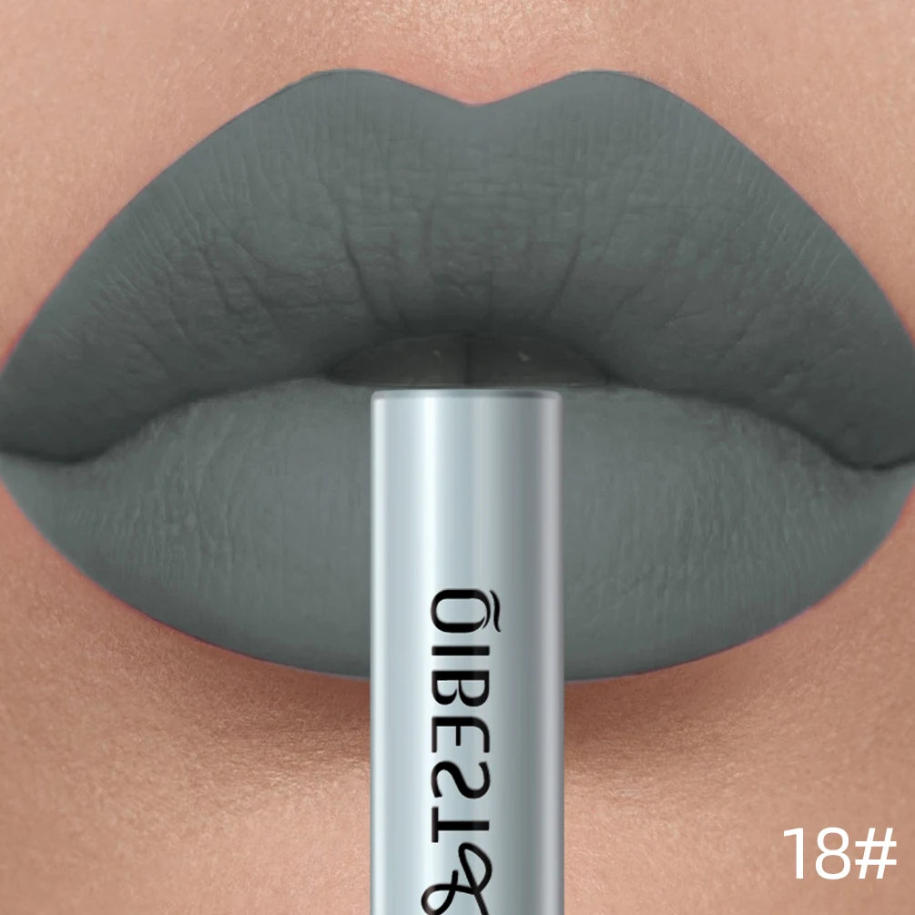QIBEST Matte Liquid Lipstick Waterproof Long Lasting Velvet Lip Gloss Tint Tube Matte Nude Pigment Red Lipgloss Lips Makeup