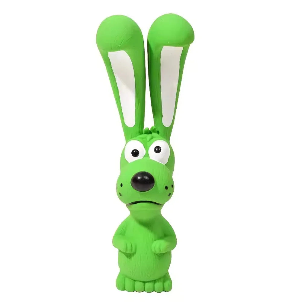 Dog Latex Chew Toy Naughty Rabbit Squeaky Long Ears Natural Rubber Puppy Teething Durable Pet Supplies