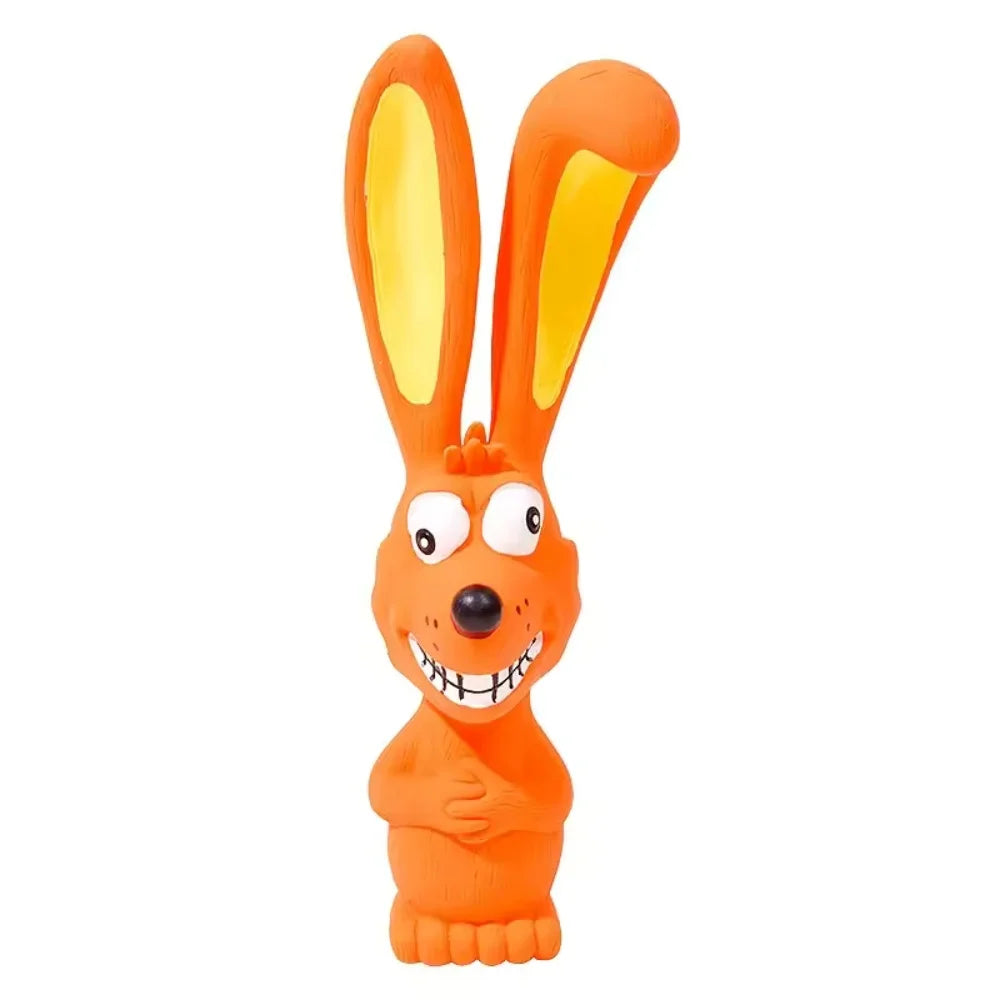 Dog Latex Chew Toy Naughty Rabbit Squeaky Long Ears Natural Rubber Puppy Teething Durable Pet Supplies