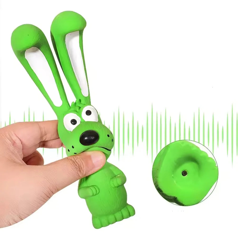 Dog Latex Chew Toy Naughty Rabbit Squeaky Long Ears Natural Rubber Puppy Teething Durable Pet Supplies