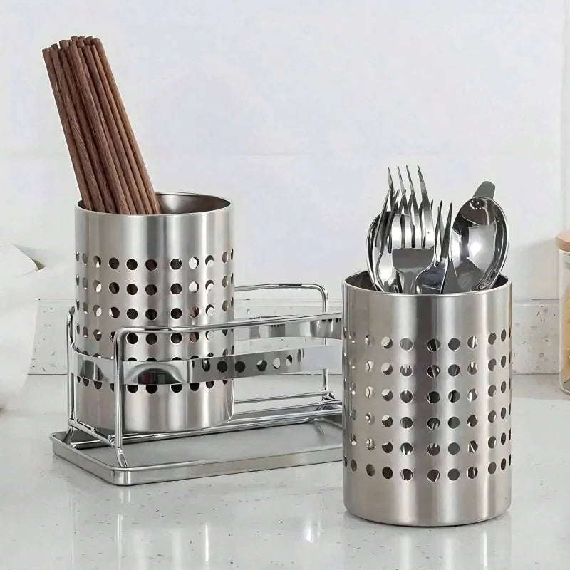 1/2 Piece  Steel Stainlesscylindrical Chopstick Cutlery Storage Box Suitable for Home Kitchens, Restaurants, and Dormitories