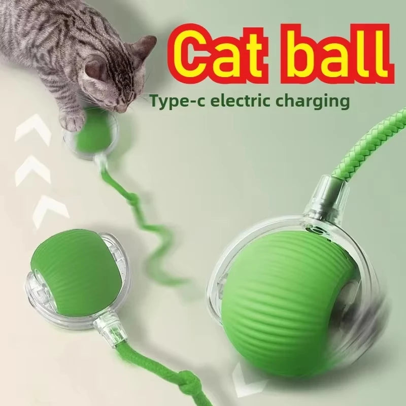 Interactive Cat Toy Ball Automatic Rolling Electric Self-Moving Kitten Teaser USB Rechargeable Simulated Mouse Pet Toy Indoor