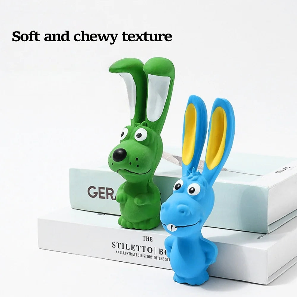 Dog Latex Chew Toy Naughty Rabbit Squeaky Long Ears Natural Rubber Puppy Teething Durable Pet Supplies