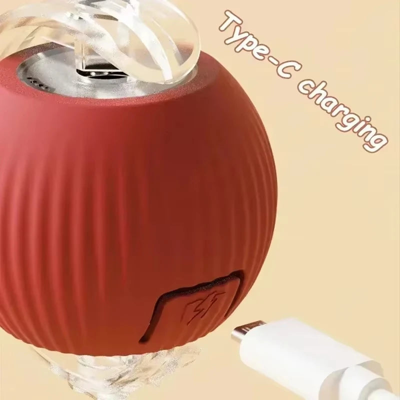 Interactive Cat Toy Ball Automatic Rolling Electric Self-Moving Kitten Teaser USB Rechargeable Simulated Mouse Pet Toy Indoor