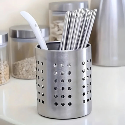 1/2 Piece  Steel Stainlesscylindrical Chopstick Cutlery Storage Box Suitable for Home Kitchens, Restaurants, and Dormitories