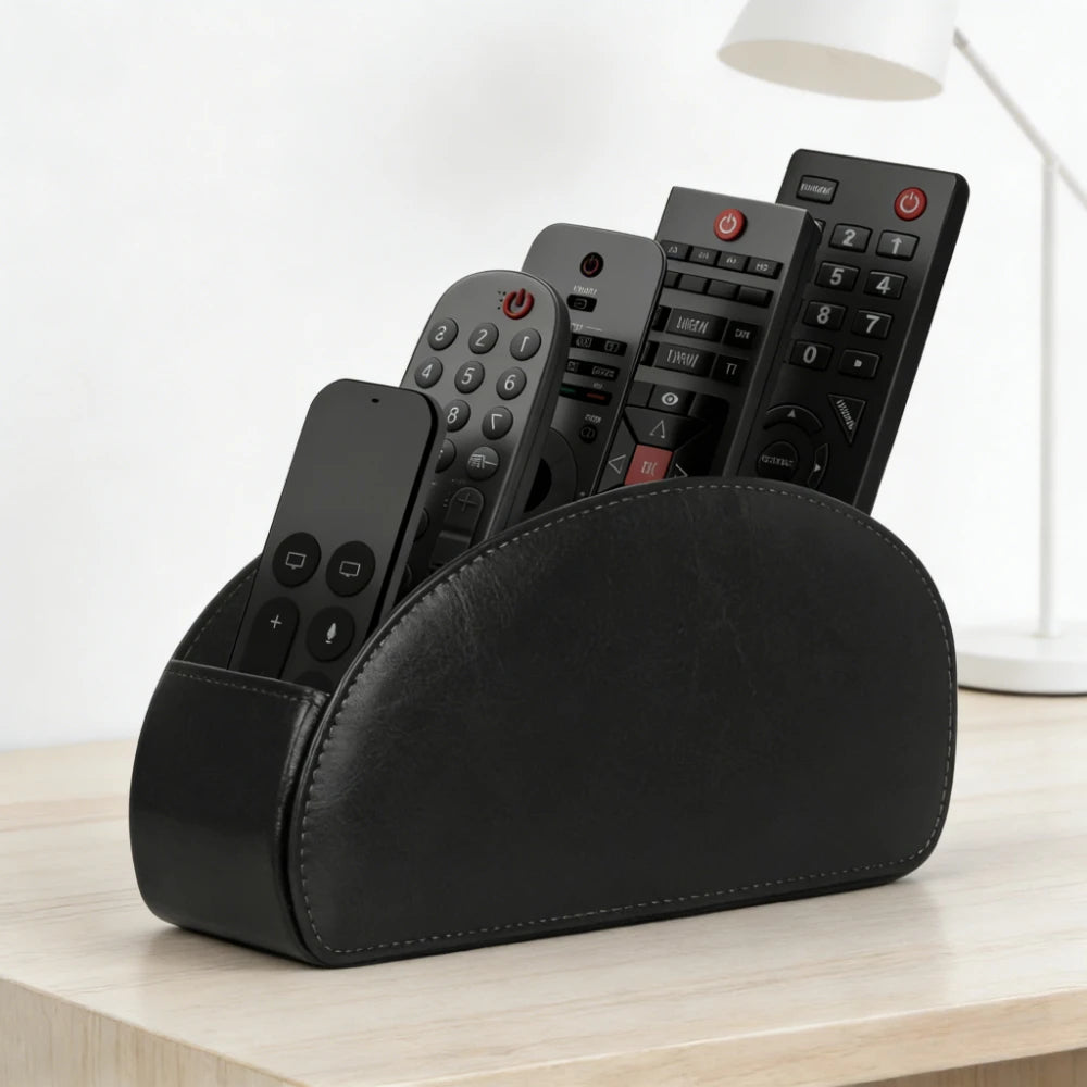 5 Compartments Remote Control Box Living Room Desktop Storage Box PU Leather Air Conditioner TV Remote Control Bracket Storage