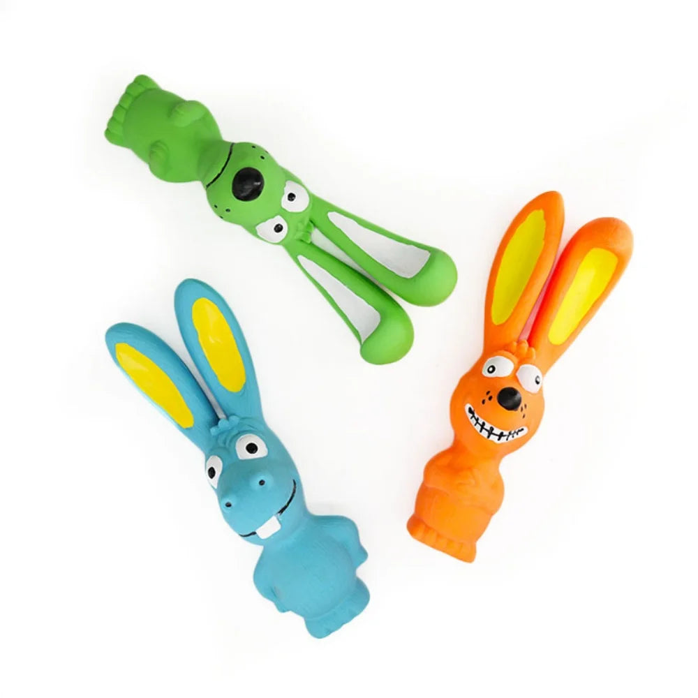 Dog Latex Chew Toy Naughty Rabbit Squeaky Long Ears Natural Rubber Puppy Teething Durable Pet Supplies